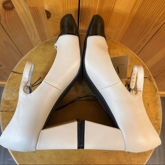 Chic Cream and Black Mary Jane Heels - Picture 7 of 9